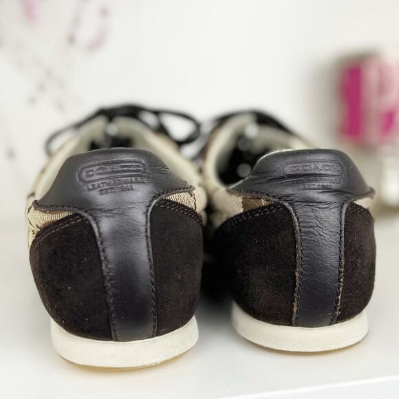 Coach Joss Signature Logo Suede Low Top Lace Up Sneakers Shoes Brown Size 8 M - Picture 9 of 16